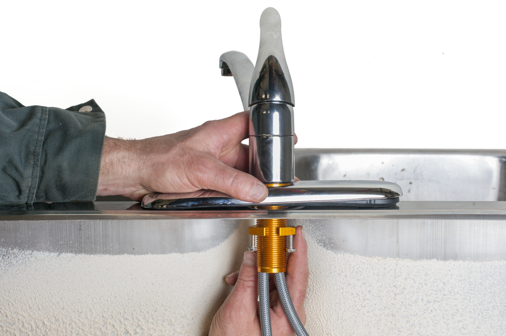 installing a single handle kitchen faucet